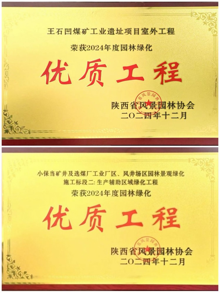 陜煤建設綠宇公司：實力見證！攬獲兩項園林綠化優質工程獎